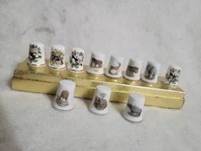 11 VNTG Porcelain Hand Painted Thimbles Animals/Birds Japan/ England 1"