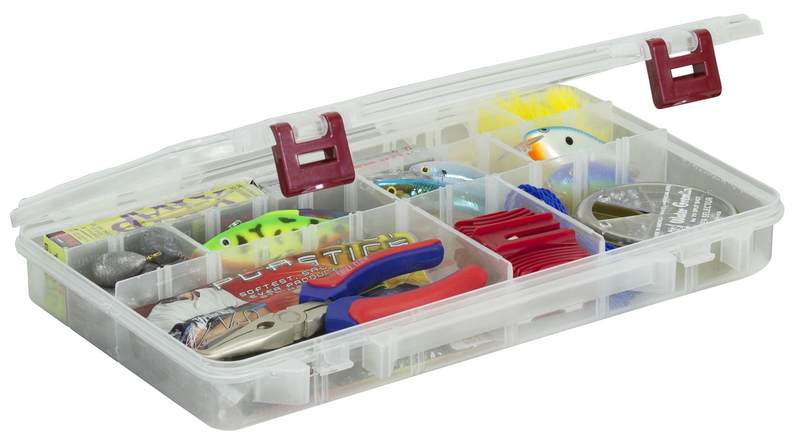 (2 pack) Plano ProLatch Stowaway Large Clear Organizer Tackle Box, Large, Clear