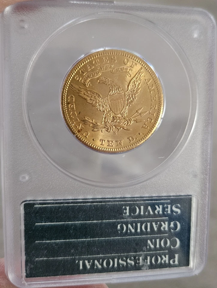 1901-S $10 Gold Eagle – PCGS MS-63 - Part Of Old Rattler Lot - Image 2 of 2