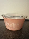 Vintage Pyrex Pink Gooseberry 473 1 Quart Bowl With Lid 30 470-C Made in USA