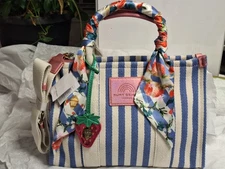 Kurt Geiger Southbank Large Raffia Scarf Strawberry Tote Bag