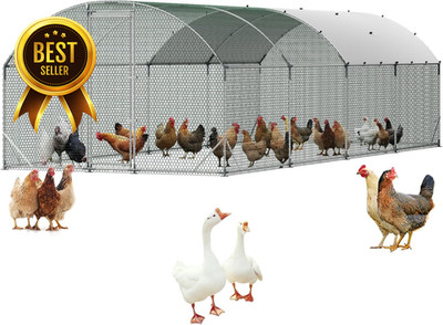 9x25x6.6ft Chicken Coop Walk In Poultry Cage Waterproof Cover Outdoor Run