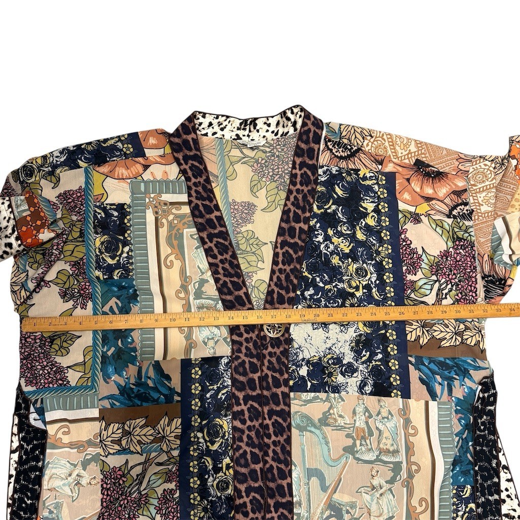 John Mark Patchwork Kimono Jacket Floral Boho Fes… - image 5