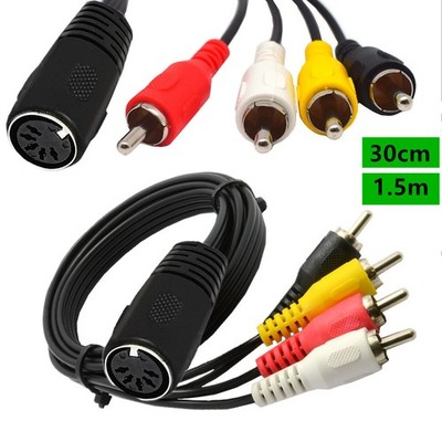 Din 5 Pin Female Socket to 4x RCA Phono Male Plug AMP Audio Adapter Cable