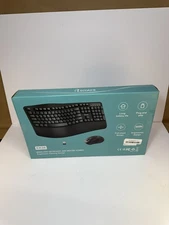 Ergonomic Wireless Keyboard and Mouse Combo, Wave Keys Keyboard with Wrist Rest