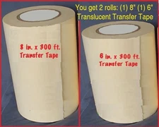 8" & 6" APPLICATION TRANSFER Paper TAPE 300 ft. roll for Vinyl PLOTTER cutter**