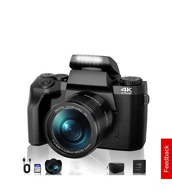 Fine Life Pro 4K Digitalkamera 64 MP Kompaktkamera AutoFocus WiFi 64GB SD-Karte