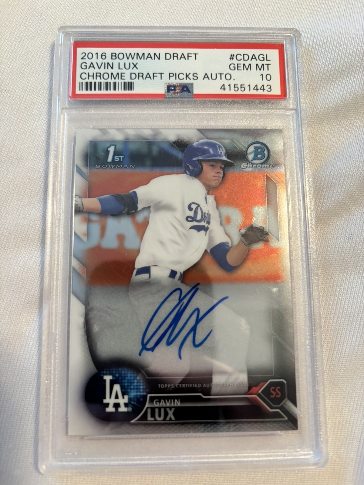 Gavin Lux 2016 Bowman Draft Chrome Auto PSA 10