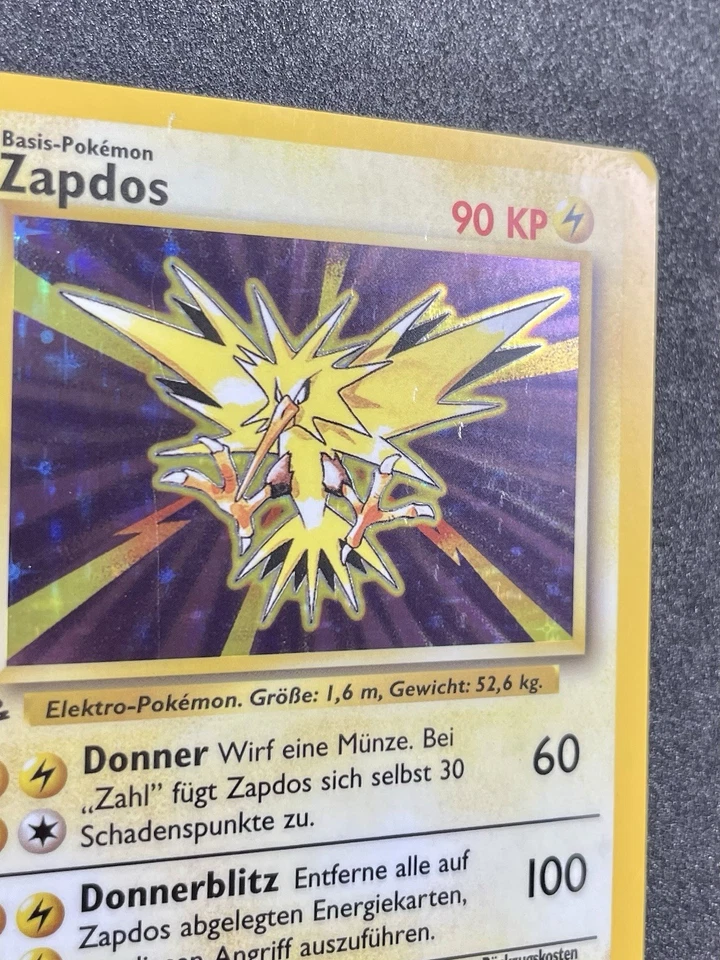 Pokemon Zapdos German 1st Edition Base Set Holo *LP* 16/102 Vintage WOTC 1999 - Image 3 of 3