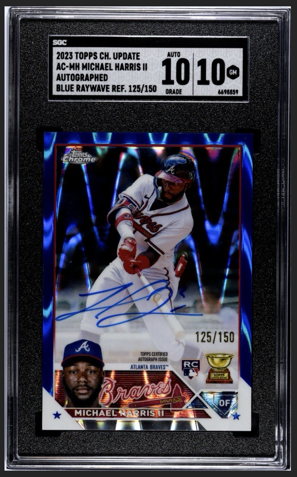 Michael Harris II Auto 2023 Topps Chrome Blue RayWave Refractor /150 #RA-MH