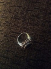 Sterling Silver Black Onyx Ring with Intricate Setting