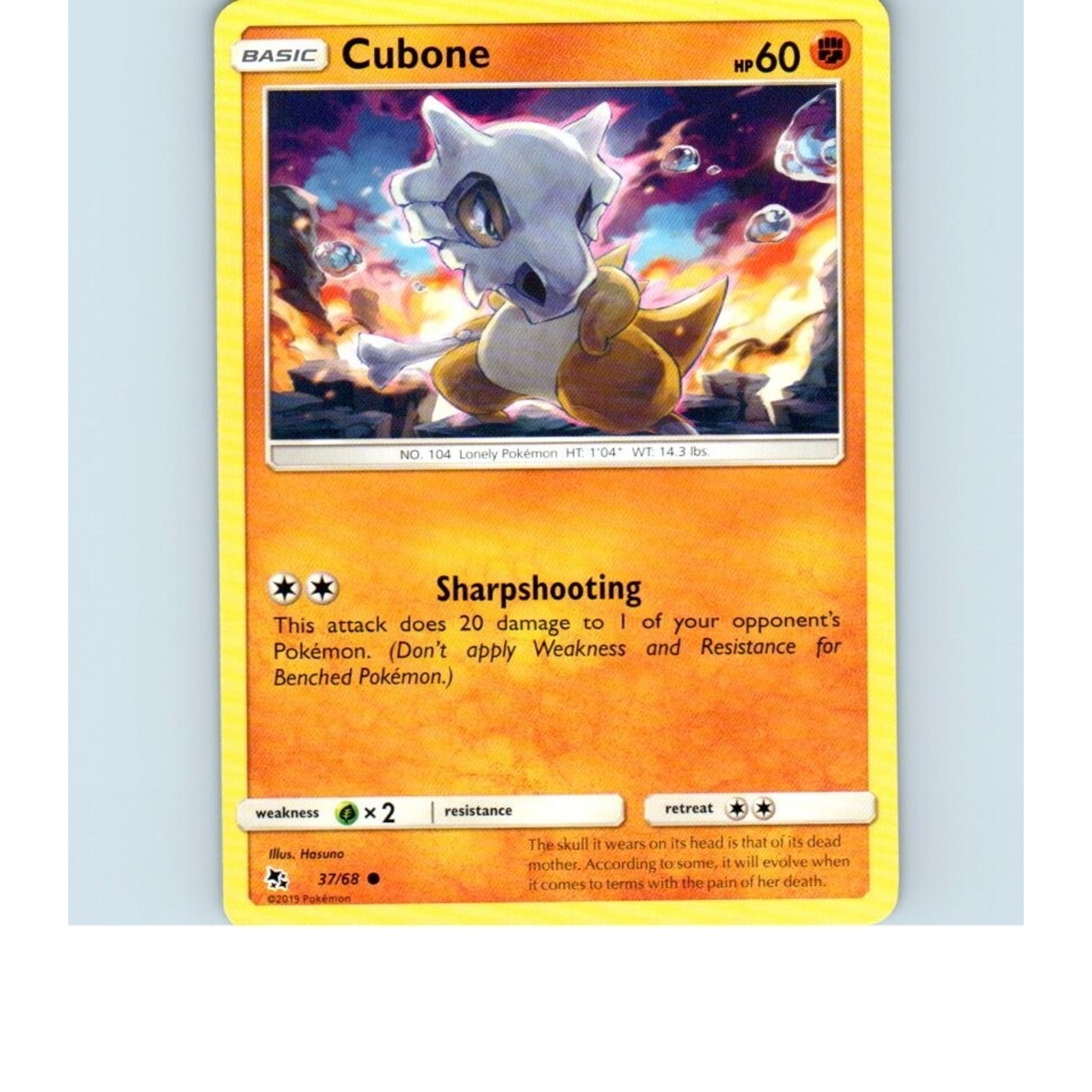 2019 Cubone 37/68 Pokemon Card