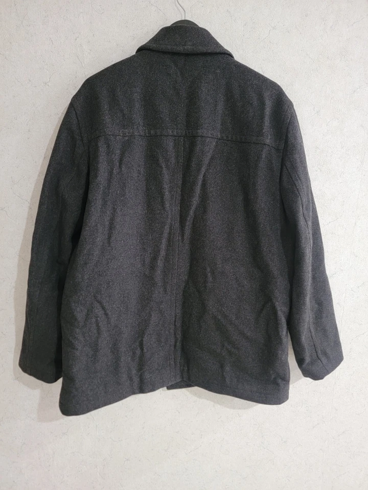 Abrigo J Crew Para Hombre Grande Gris 100% Lana Abotonable Abrigo Coche Clásico Bolsillos Forrado Foto 3 de 4