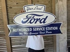 HUGE VINTAGE YOUR LOCAL FORD AUTHORIZED SERVICE STATION PORCELAIN SIGN 36" X 20"