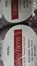 3-SKEINS-PERU VALLEY YARNS ALPACA WOOL NYLON BLEND 50G EACH COLOR LAVENDER MIST