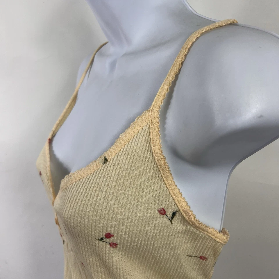 Camiseta sin mangas recortada Topshop para mujer talla 8-10 floral tejida gofre corta ligera Foto 4 de 4