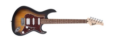 Cort 6 String Electric Guitar Pack, Right, Open Pore Sunburst (G110OPSB)