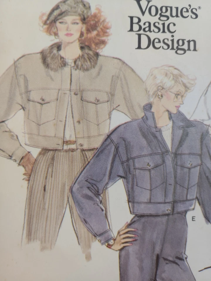 Jacket Coat Jean Denim 10 Vogue 1968 Sewing Pattern VTG Cut Easy Basic Pockets - Image 3 of 4