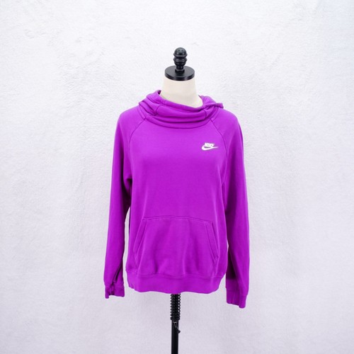 Nike Purple Small Long Sleeved Pockets Cowl Sweater Hooded Cotton Polyester