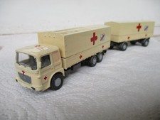 WIKING 1:87 H0 Rotes Kreuz DRK Hilfszug MAN Büssing LKW+Anhänger Pritsche/Plane