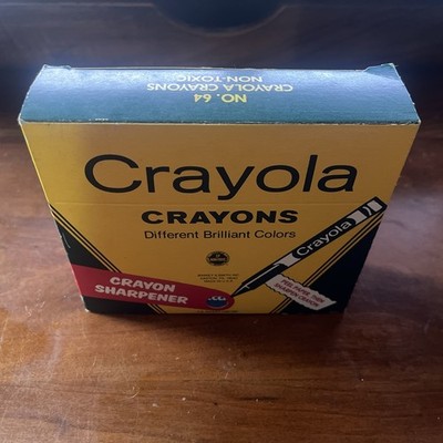 VTG Crayola Crayons BINNEY & SMITH NO. 64 Box BUILT IN SHARPENER Retired Colors