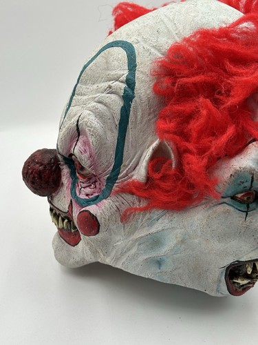 Máscara completa de látex de payaso de 4 caras de miedo de Halloween adulto cabello rojo dientes afilados espeluznante - Imagen 11 de 11