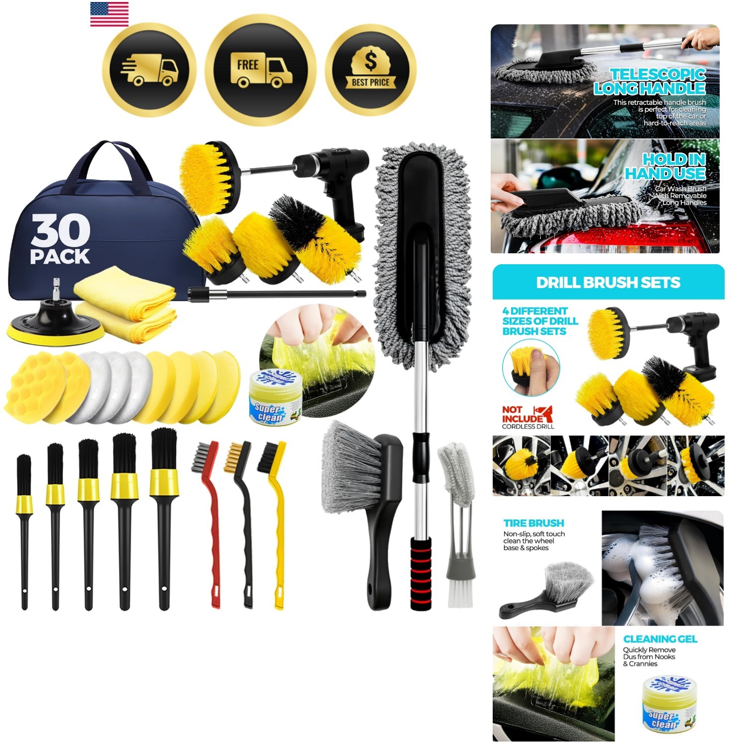 Car Detailing Kit Car Cleaning Tools Set Exterior Interior W