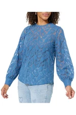 DG2 by Diane Gilman Women's Corded Lace Shirttail Blouse Moonlight