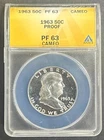 1963 Franklin Half Dollar Proof ANACS PF 63 CAMEO 50C
