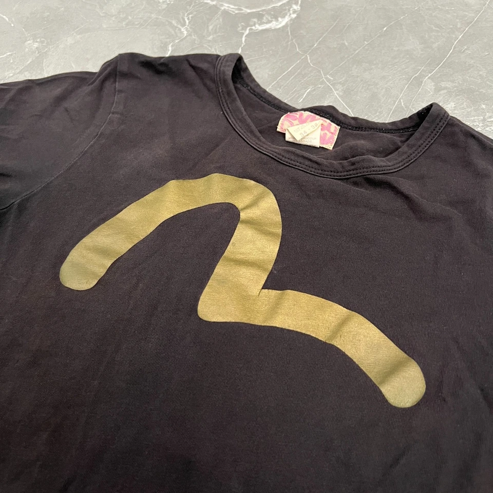 Camiseta EVISU DONNA Seagull Logo Marrón Para Mujer Talla 34-36 Japón Streetwear Y2K Foto 2 de 4