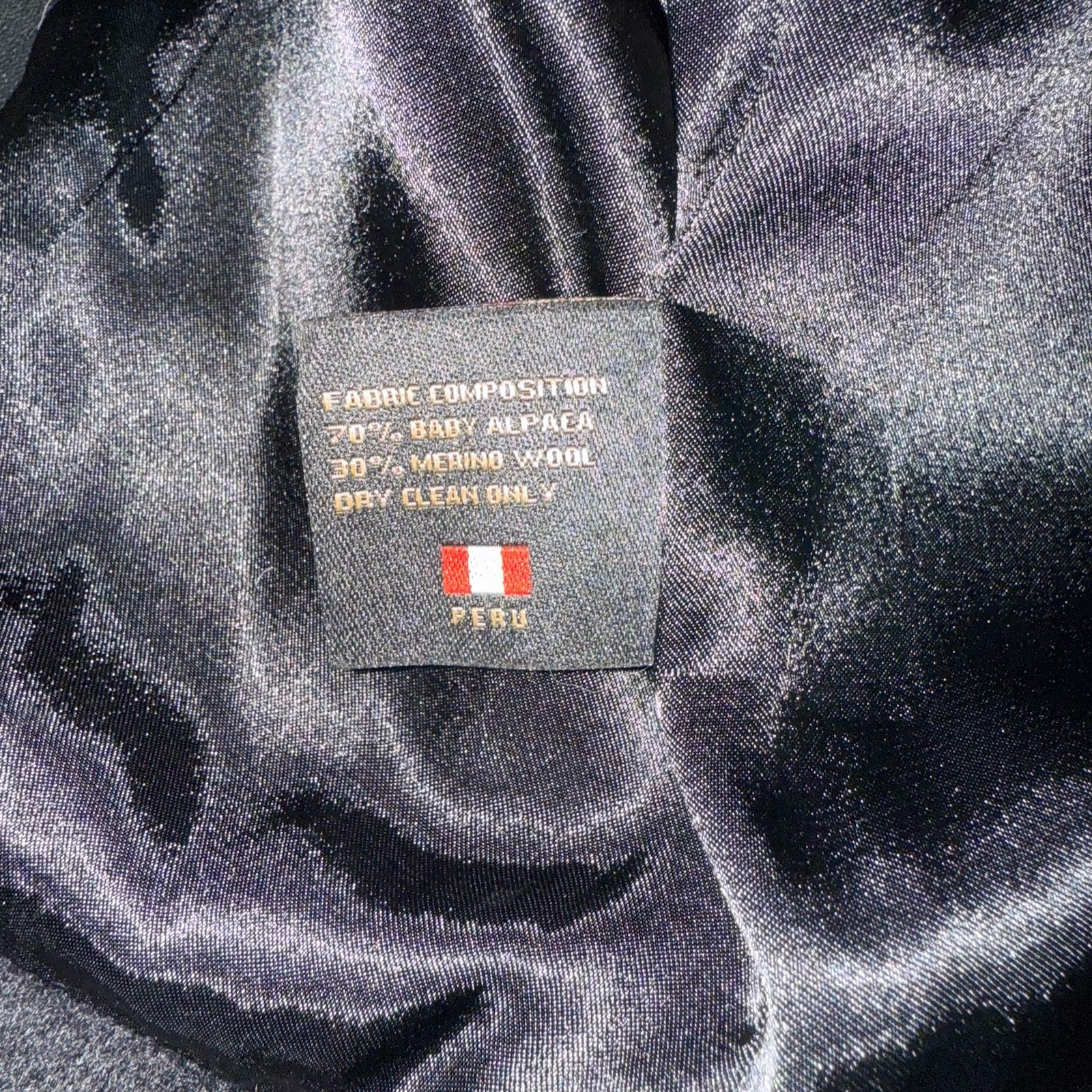 Peruvian Link Collection Baby Alpaca Wool Large Jacket Black Made In Peru RARE image 8