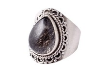 Genuine Black Rutilated Quartz 925 Sterling Silver Hallmark Handmade Ring