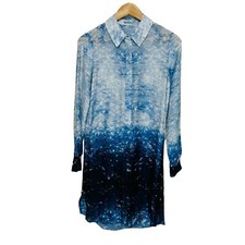 Elie Tahari Womens Silk Shirtdress Ombre Button Down Long Sleeve Sheer XS