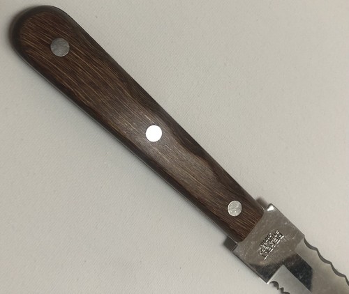 Regent Vtg Centurion Miracle Worker SS Japan Serrated Knife 9.75" Dbl Blade Wood - Picture 17 of 21