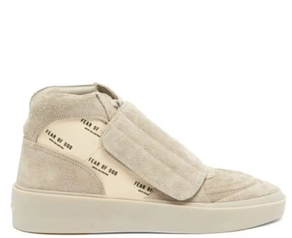 Rare FEAR OF GOD Beige Logo Skate Mid REFLECTIVE Suede Sneakers