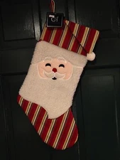 C & F Enterprises Cotton 8" x 18" Quilted Santa Christmas Stocking NEW WITH TAGS