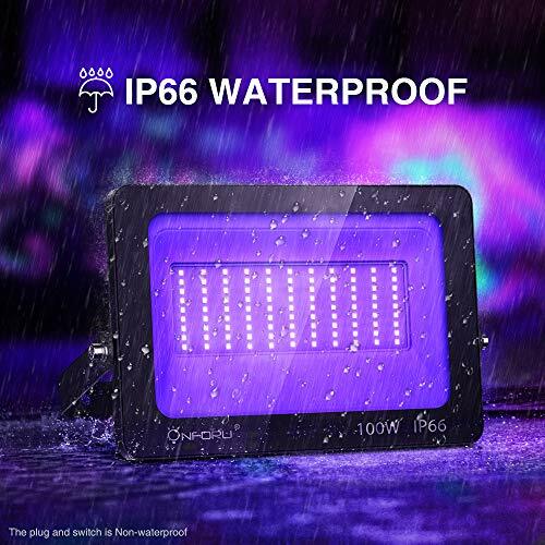 Onforu 2 Pack 100W LED Black Light Blacklight Flood Light with Plug IP66 Wate... Darmowa dostawa, nowa praca
