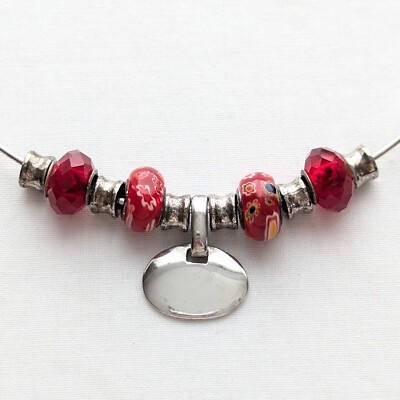 925 Italien Sterlingsilber Halsreif Halskette rot Murano Glas Floral Perlen 16''