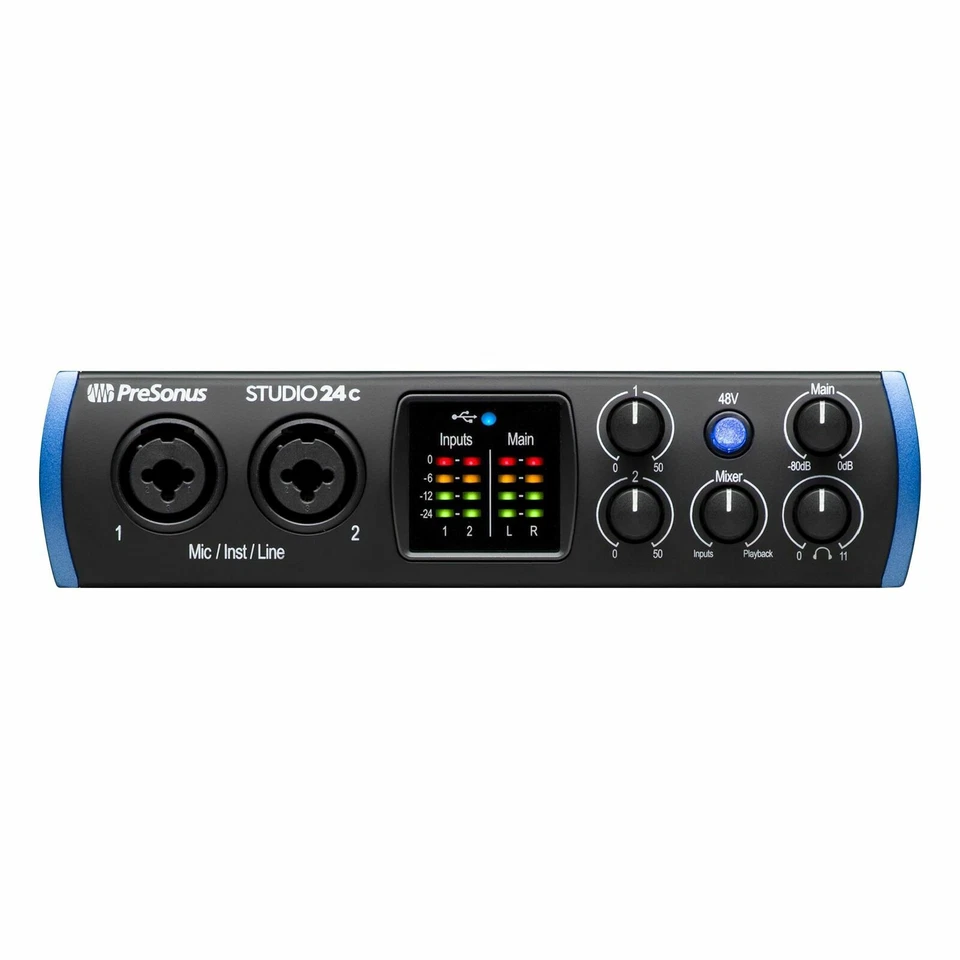 PreSonus 2X2 USB-C 24-bit/192kHz with 2 Mic Inputs Audio Interface Studio 24C - Image 3 of 4