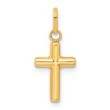 14K Yellow Gold Hollow Cross Pendant XR165