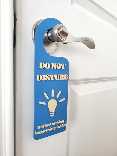 Do Not Disturb Office Door Hanger, Brainstorming Happening Inside Sign, Office - Picture 2 of 5