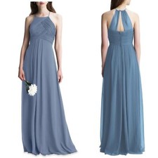 NWT NEW LEVKOFF Bridesmaid Dress Style 7001 Slate Chiffon Size 10