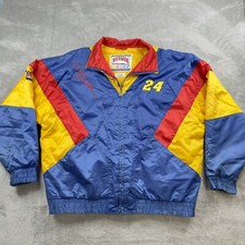 Vtg 90s Nutmeg Jeff Gordon Nascar Racing Color Block Satin Bomber Jacket Mens Xl
