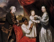oil  painting handpainted on canvas- George Clive and his Family with a Maid