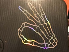 Ok Skeleton Hand Sign Decal 2 Pack - Holographic Vinyl Decal Sticker for Windows