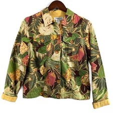 Coldwater Creek Womens Floral Cotton Jacket 100 Cotton Size PS