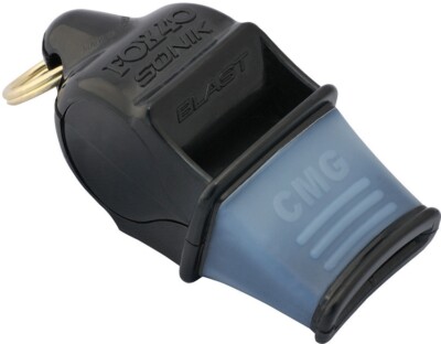 Fox 40 Sonik Blast CMG Whistle Black Two-Chamber Pealess Cushioned Mouth 1 MileF