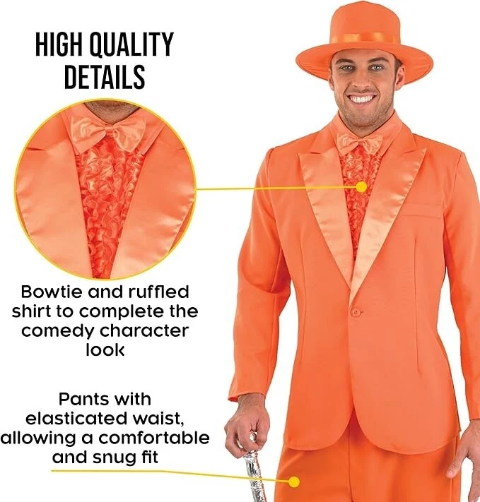 Disfraz de Esmoquin Lloyd Para Hombre M - XL 90s Dumb & Dumber Naranja Traje Halloween Baile de graduación Foto 4 de 4