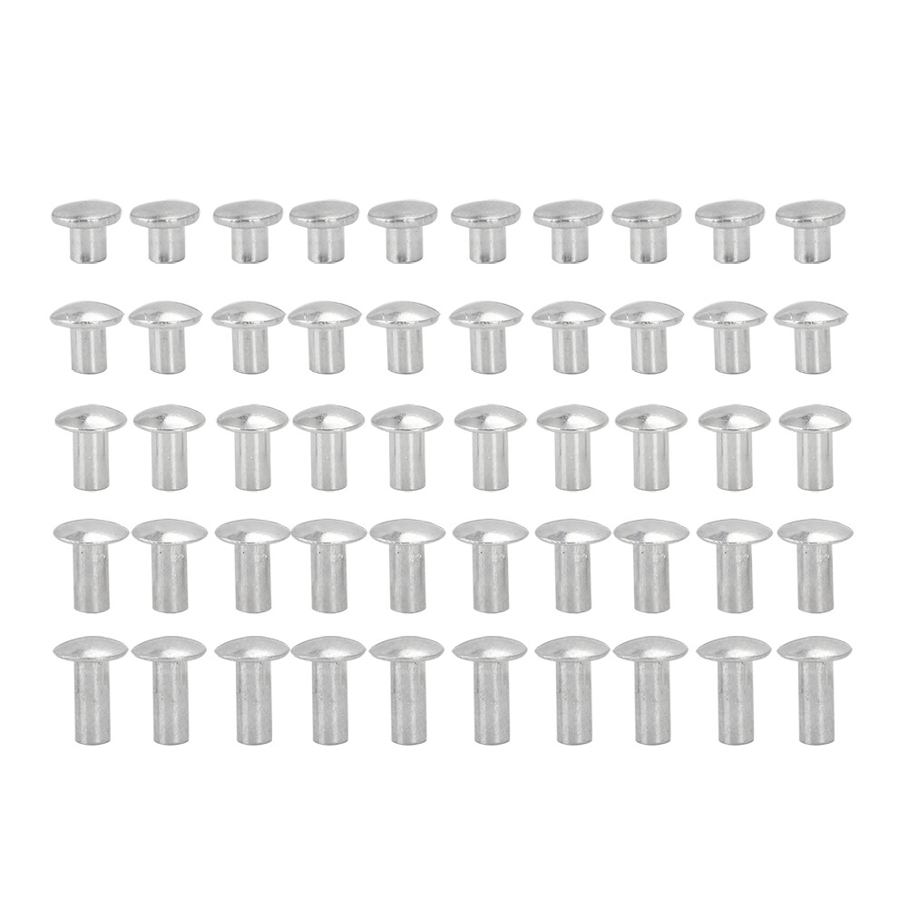 Yinpecly 0.20” X 1.10” Aluminum Flat Head Semi-Tubular Rivets – Silver, 100pcs For DIY & Fastening - View #8