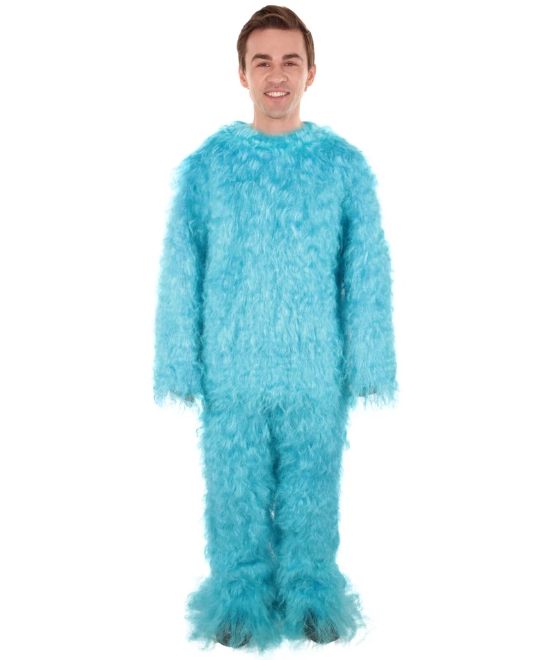 Paquete de máscara y peluca de disfraz de raya peluda larga ondulada azul claro unisex para adultos Foto 3 de 4